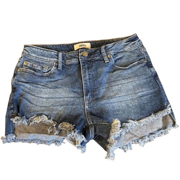 Celebrity Pink Women's Distressed Cutoff Denim Shorts Blue Size L Casual Summer - Picture 1 of 9